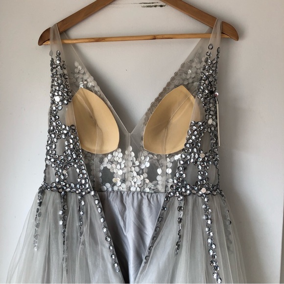 Jeweled Formal Dress with Slit - Picture 7 of 15